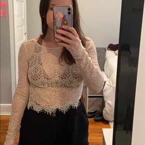 Bebe cream lace crop top